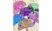 Hand woven natural fibres Corrugated Fans